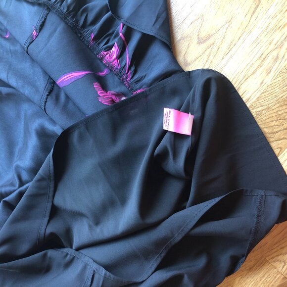 Betsey Johnson Faux Wrap Dress Black Pink Floral Size 4 - Picture 9 of 13